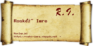Roskó Imre névjegykártya