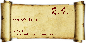 Roskó Imre névjegykártya